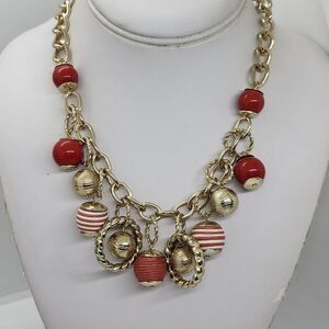 Robert Rose Gold Tone And Red Necklace